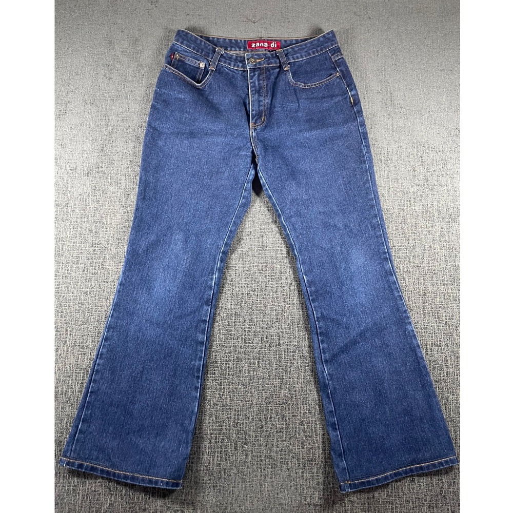 Zana-Di Vintage High Waisted Flare Leg‎ Jeans Dark Wash Blue Denim Womens 7 Y2K